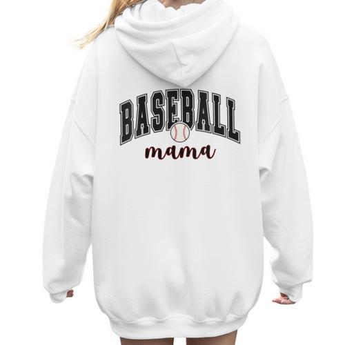 Baseball Mama Cute Women Team Mom Or Baseball Mom Sports Women Hoodie Back Print - Sportilla