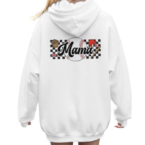 Baseball Mama Game Day Vibes Women Baseball Mom Women Hoodie Back Print - Sportilla