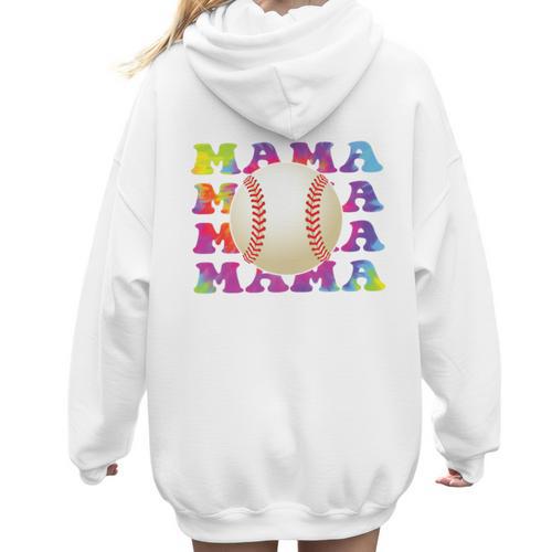 Baseball Mama Sport Women Proud Baseball Mom Premium Women Hoodie Back Print - Sportilla