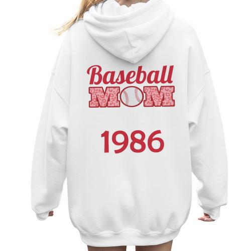 Baseball Mom Since 1986 Women Hoodie Back Print - Sportilla