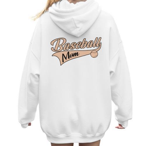 Baseball Mom Best Mama Cute Throwback Classic Women Hoodie Back Print - Sportilla