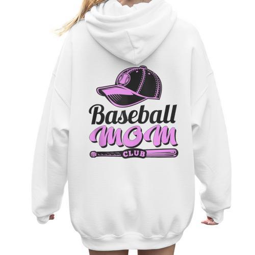 Baseball Mom Club Cool Women Hoodie Back Print - Sportilla