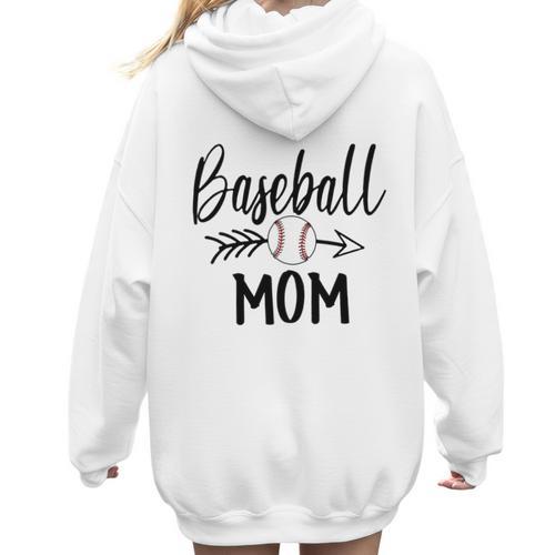Baseball Mom Cute Arrow Father's Mother's Xmas Day Women Hoodie Back Print - Sportilla