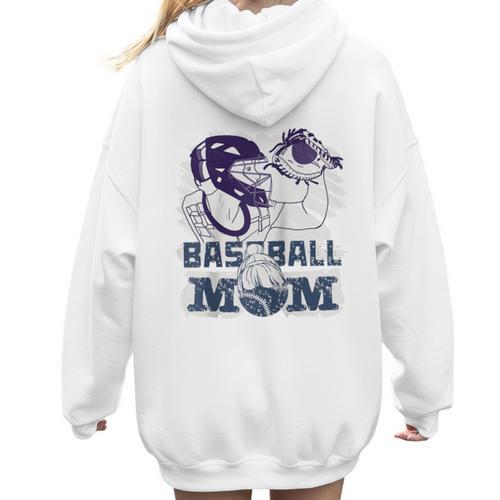 Baseball Mom Cute Design Sports & Softball Nostalgia Tee Raglan Baseball Tee Women Hoodie Back Print - Sportilla