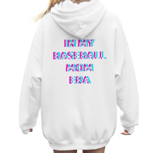 In My Baseball Mom Era 80s Retro Style Women Hoodie Back Print - Sportilla