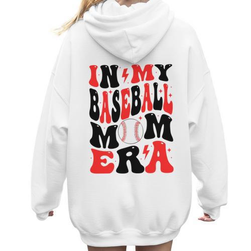 In My Baseball Mom Era Groovy Mom Women Hoodie Back Print - Sportilla