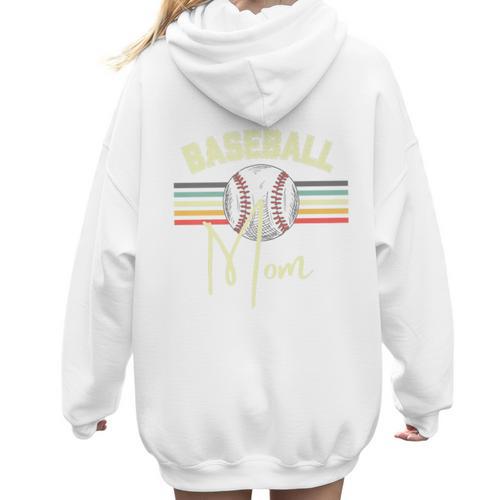 BASEBALL MOM Fun RETRO LOOK Premium Women Hoodie Back Print - Sportilla