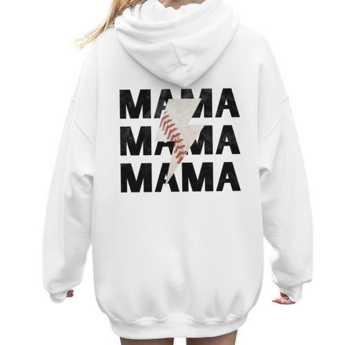 Baseball Mom Game Day Baseball Season Gameday Sports Mama Women Hoodie Back Print - Sportilla