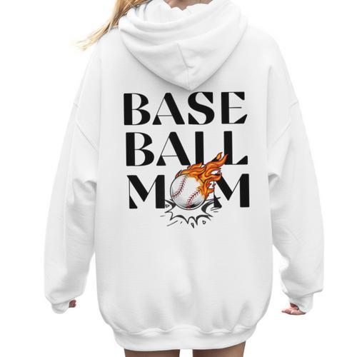 Baseball Mom Game Day Game Day Women Hoodie Back Print - Sportilla