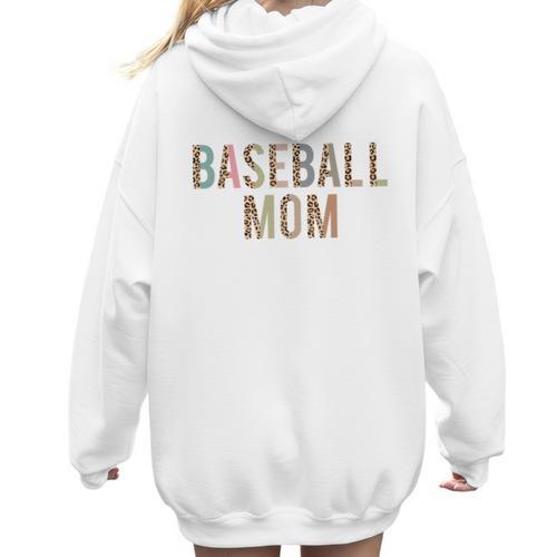 Baseball Mom Leopard Print Baseball Mother's Day Women Hoodie Back Print - Sportilla
