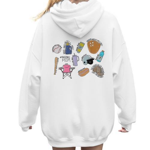 Baseball Mom Baseball Mama Women Hoodie Back Print - Sportilla