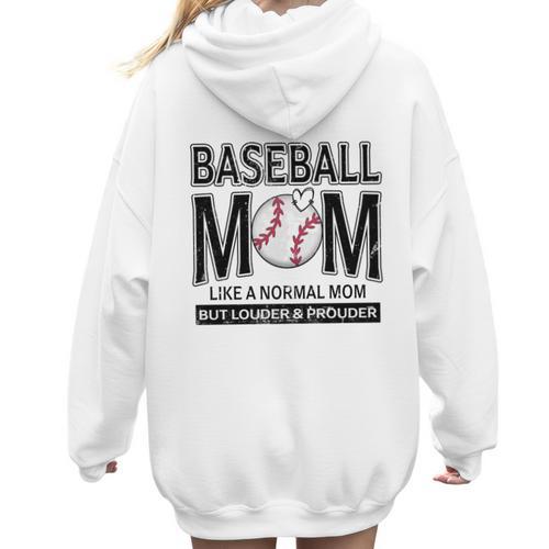 Baseball Mom Not Like a Normal Mom Baseball Mama Women Hoodie Back Print - Sportilla