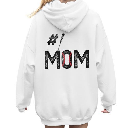 Baseball Mom Number One 1 Mother Baseball Lover Mother's Day Women Hoodie Back Print - Sportilla