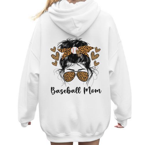 Baseball Mom Baseball Player Mom Women Hoodie Back Print - Sportilla