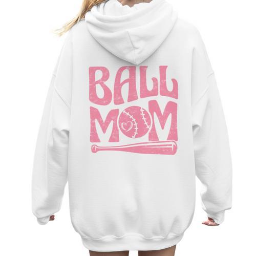 Baseball Mom Pride Heart And Bat Love Game Day Women Hoodie Back Print - Sportilla