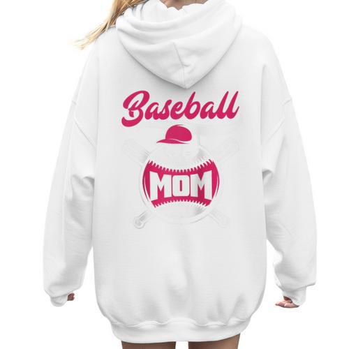 Baseball Mom Raglan Baseball Tee Women Hoodie Back Print - Sportilla