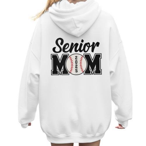 Baseball Mom Senior 2025 Mama Baseball Players High School Women Hoodie Back Print - Sportilla