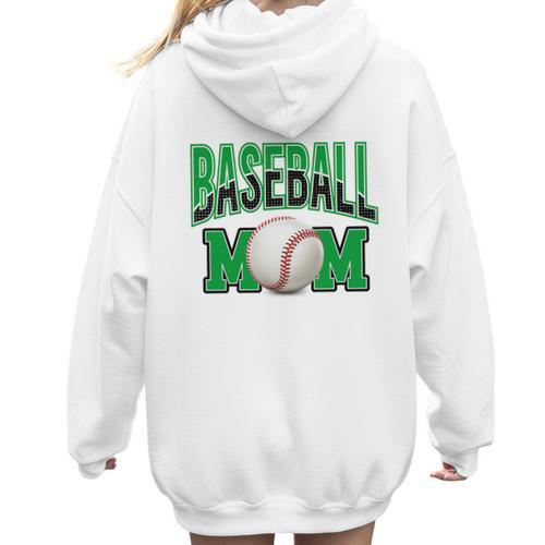 Baseball Mom Sports Green Women Hoodie Back Print - Sportilla