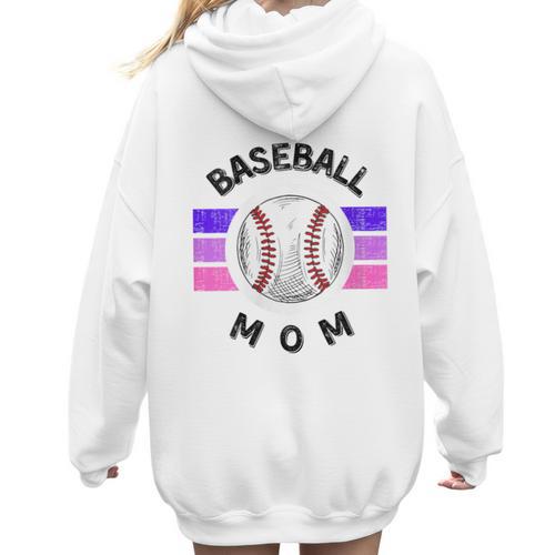 Baseball Mom Sports Mom Proud Baseball Mom Women Hoodie Back Print - Sportilla
