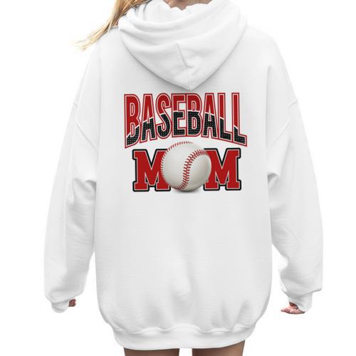 Baseball Mom Sports Red Women Hoodie Back Print - Sportilla