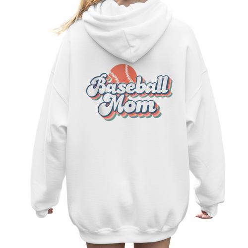 Baseball Mom And Sweet For Moms Vintage Font Women Hoodie Back Print - Sportilla