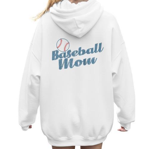 Baseball Mom Team Ball Sports Fan Raglan Baseball Tee Women Hoodie Back Print - Sportilla