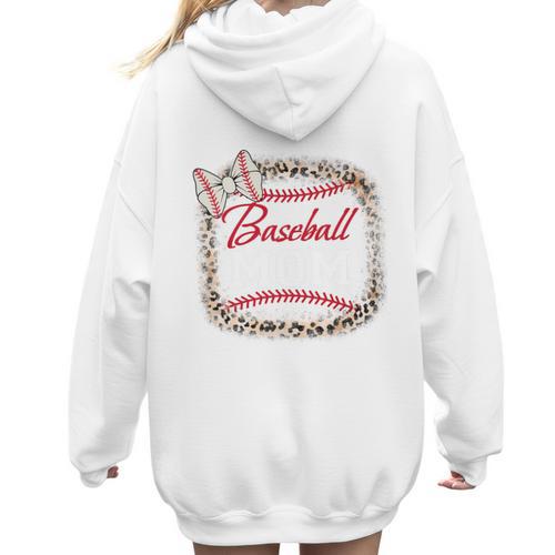 Baseball-Shirt Women Mama Mother Baseball Mom Premium Women Hoodie Back Print - Sportilla