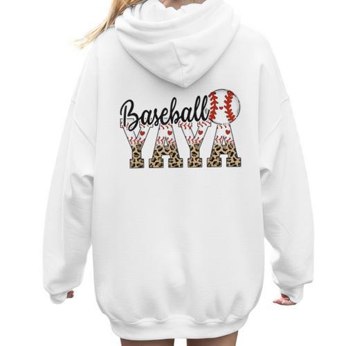 Baseball Yaya Women BallPark Yaya Baseball Mom Mother's Day Women Hoodie Back Print - Sportilla