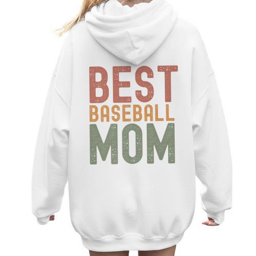 Best Baseball Mom Sports Cute Moms Day Premium Women Hoodie Back Print - Sportilla