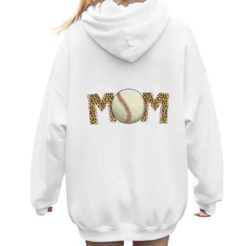 Cute Baseball Mom Leopard Print Mom For Mother's Day Women Hoodie Back Print - Sportilla