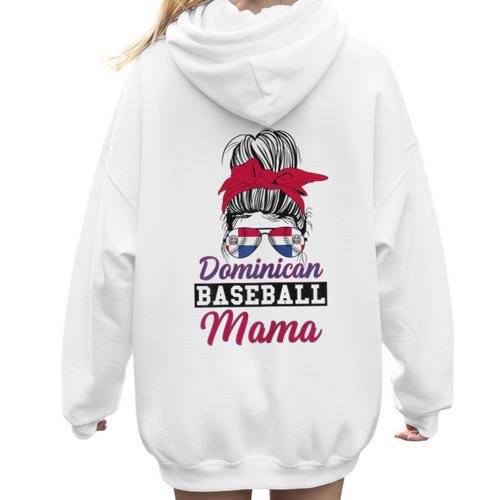 Dominican Baseball Mama Quote For a Dominican Baseball Mom Women Hoodie Back Print - Sportilla