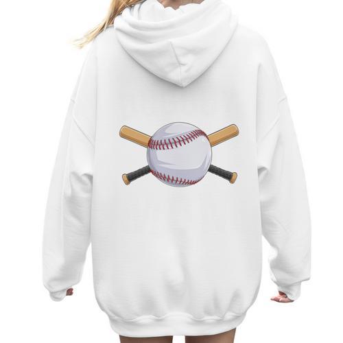 Dugout Mom Baseball Mommy Baseball Mother's Day Women Hoodie Back Print - Sportilla