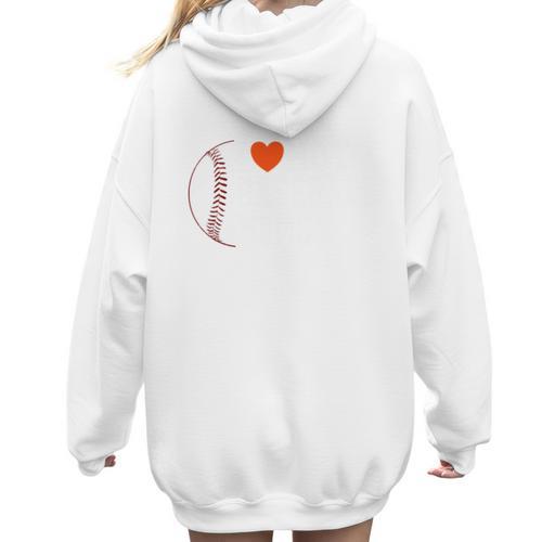I Heart Hot Baseball Moms Women Hoodie Back Print - Sportilla