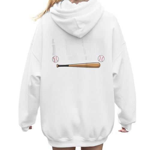 Let Me Through My Son Is Out There Baseball Mom Women Hoodie Back Print - Sportilla