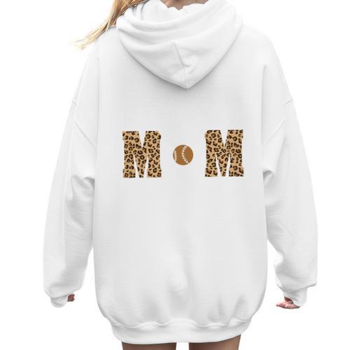 Loud And Proud Baseball Mom Leopard Mama Loves Women Hoodie Back Print - Sportilla