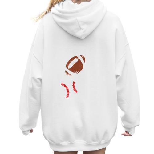 Mom Of Ballers USA Flag Football Baseball Mom Women Hoodie Back Print - Sportilla