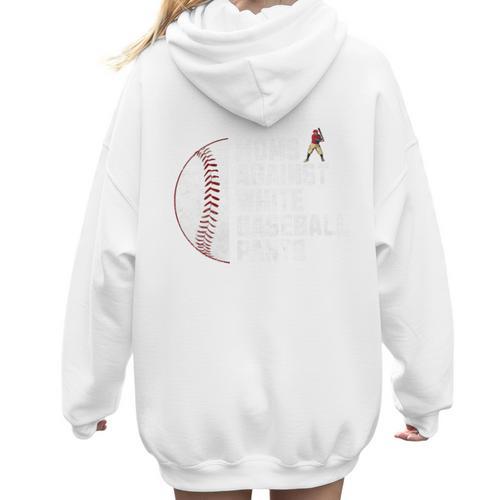 Moms Against Baseball Pants Baseball Mom Premium Women Hoodie Back Print - Sportilla
