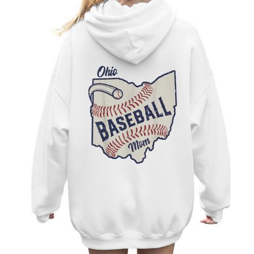 Ohio Baseball Mom Women Hoodie Back Print - Sportilla