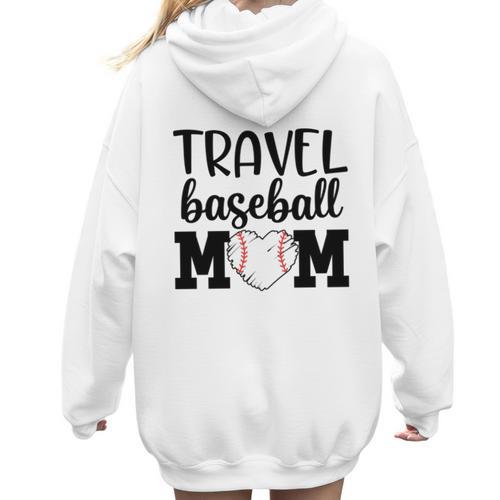 Proud Sports Mom Travel Baseball Mom For Game Day Women Hoodie Back Print - Sportilla