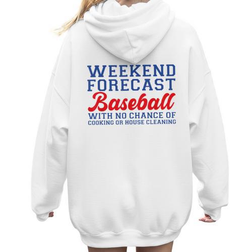 Retro Baseball Mom Mother's Day Weekend Forecast Baseball Women Hoodie Back Print - Sportilla