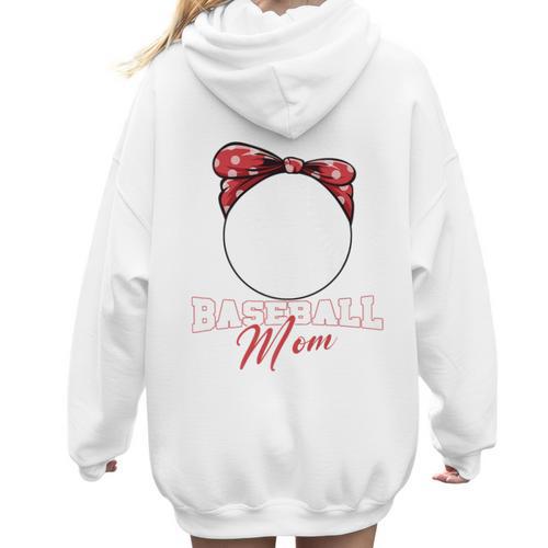 Softball Baseball Mom Floral Tee Mother's Day Premium Women Hoodie Back Print - Sportilla