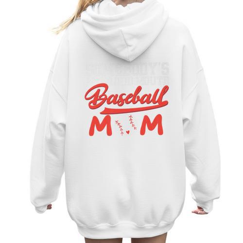 Somebody's Loud Mouth Baseball Mom Mama Premium Women Hoodie Back Print - Sportilla