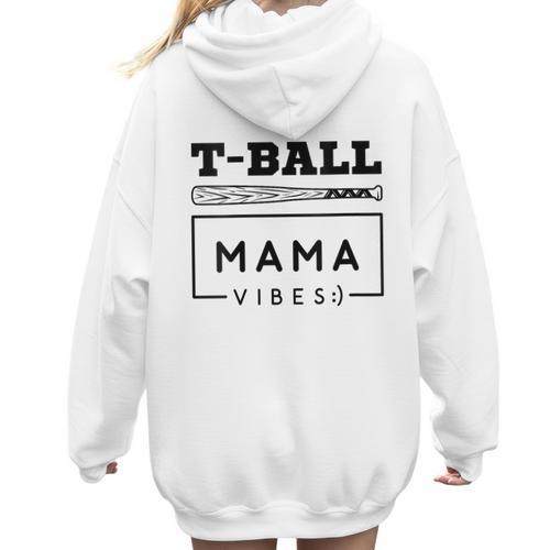 T-Ball Baseball Mom Teeball Mom Mother's Day 2024 Women Hoodie Back Print - Sportilla
