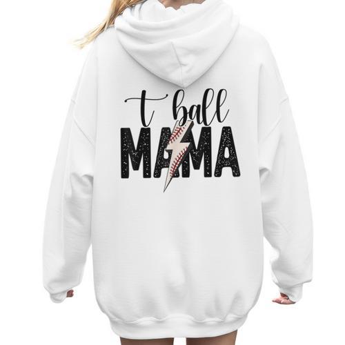 T-Ball Mama Baseball Mama Baseball Mom Women Hoodie Back Print - Sportilla