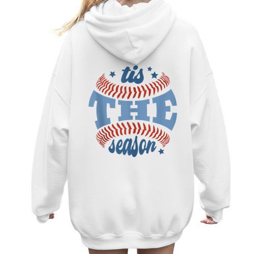 Tis The Season Baseball Mom Enthusiast Joy Women Hoodie Back Print - Sportilla