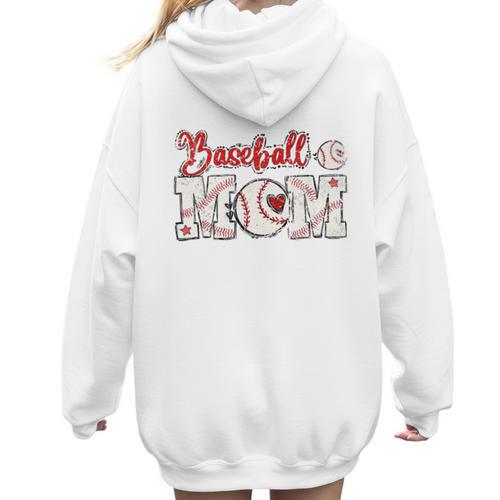 Vintage Baseball Mom Sport Humor Premium Women Hoodie Back Print - Sportilla
