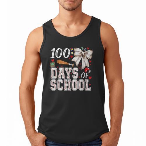 100 Days Of School Baseball 100th Day Of School Coquette Bow Men Tank Top - Sportilla