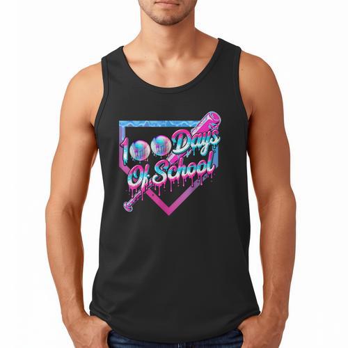 100 Days Of School Baseball 100th Day Ice Cream Boys Kids Men Tank Top - Sportilla
