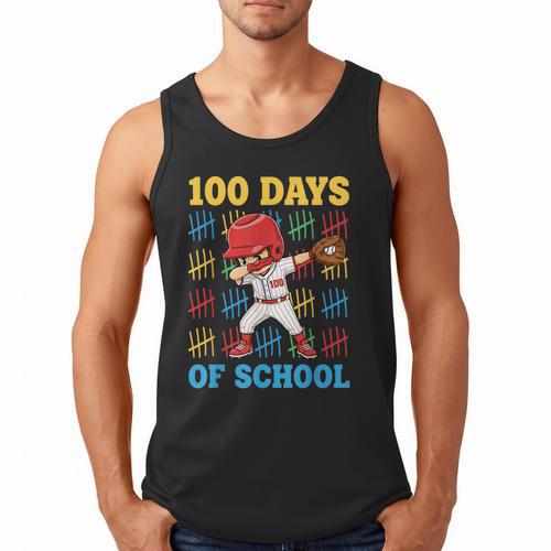 100 Days Of School Baseball Bat 100th Day Of School Boys Men Tank Top - Sportilla