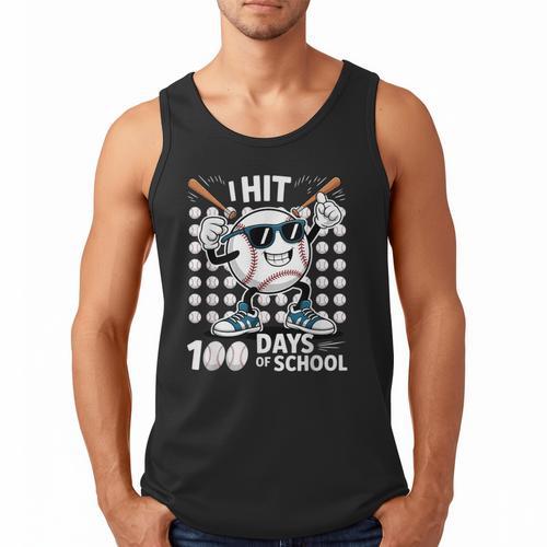100 Days Of School Baseball Bat 100th Day Of School Men Tank Top - Sportilla